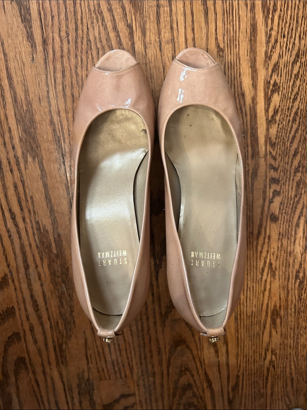 Stuart Weitzman Blush Patent Peep-Toe Flats